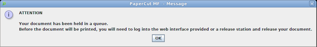 PaperCut Client Notification